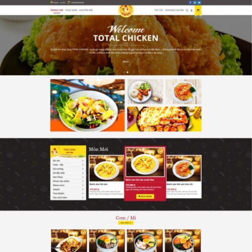 Mẫu website cửa hàng gà rán