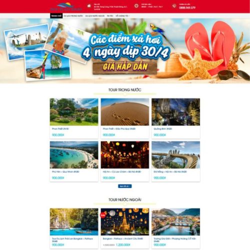 Mẫu website du lịch Việt hóa mẫu số 4